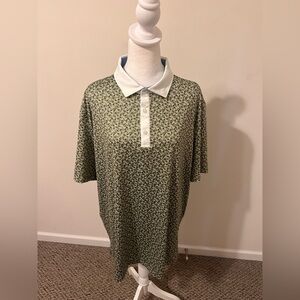 RHÔNE Golf Sport Mini Geo Print Performance Stretch Short Sleeve Polo Size XL